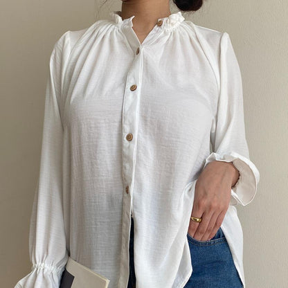 Ruffle Neck Blouse Crinkle
