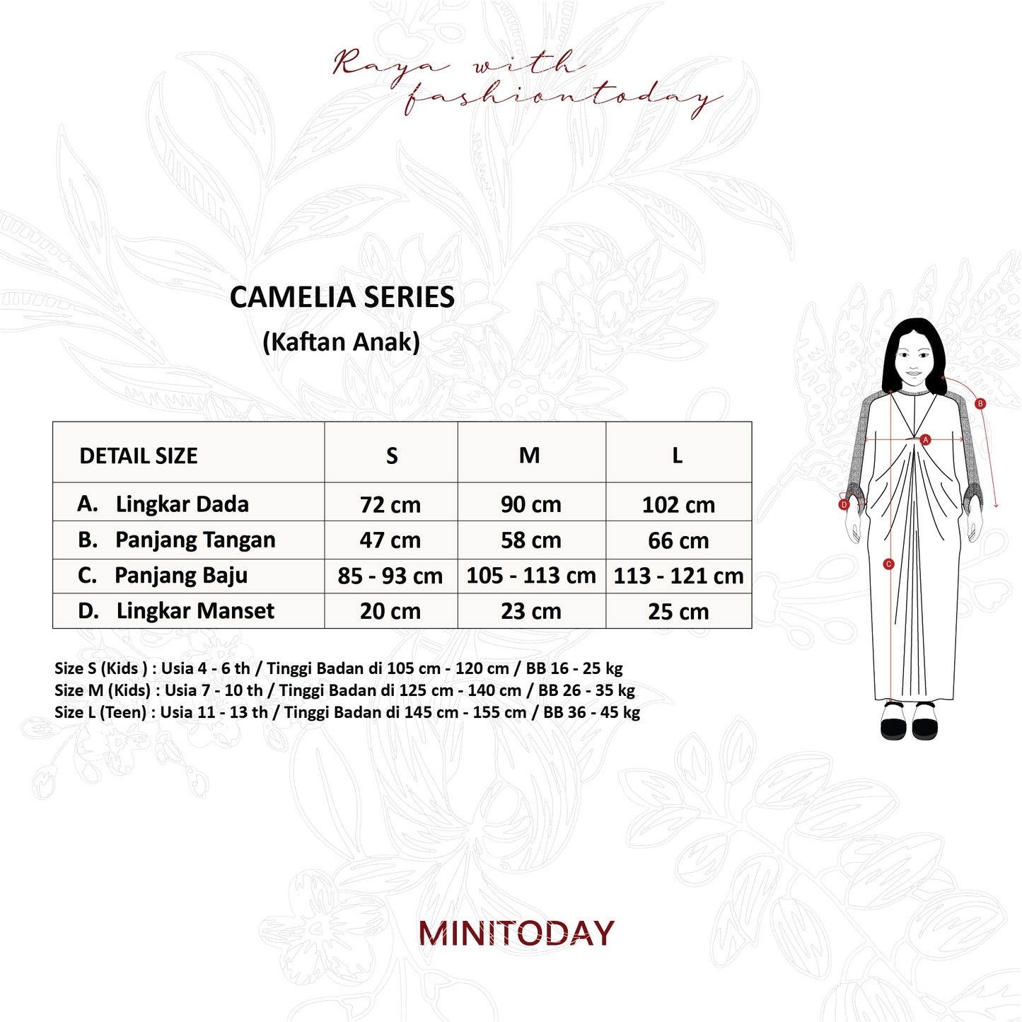 Camelia Series Kaftan Anak Sarimbit Keluarga Lebaran